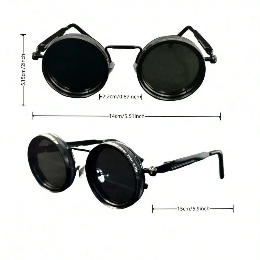 Men's Retro Spandex Style Rotating Sunglasses - Adjustable Brightness Steampunk Style Alloy Frame, Black And Gray Gradient Lenses, Travel And Fashion Accessories, Sunglasses, Party Sunglasses, Suitable For Bohemian Style Sung - TAVEN System LLC