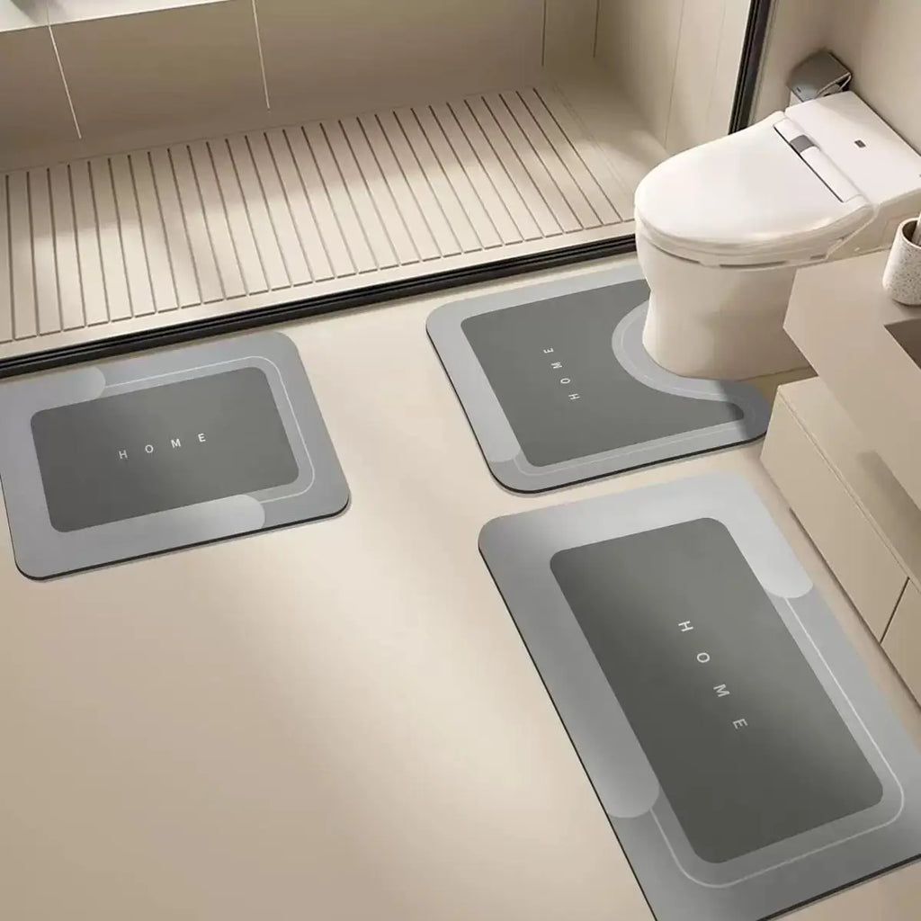 3Pcs Bathroom Rug Set Quick Drying Super Absorbent Bath Mats Anti-Slip Rubber Backing Floor Carpet U-Shaped Contour Toilet Rug Washable Pedestal Mat for Shower Tub Kitchen Washroom Accessories TAVEN System LLC