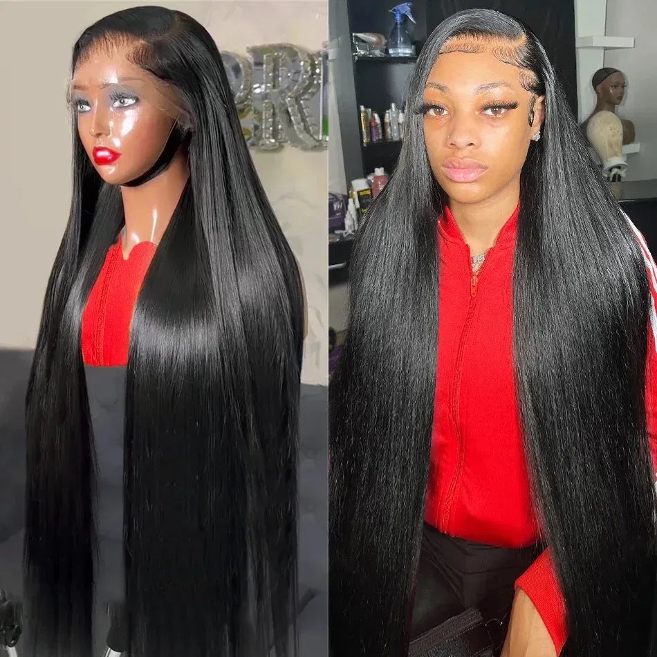 Color: Natural Color, Stretched Length: 22INCHES, Density: 180% - 30 32 Inch 13x4 13x6 Lace Front Human Hair Wigs Straight Transparent Lace Human Hair Wigs Pre Plucked For Black Women Bling Hair Taven