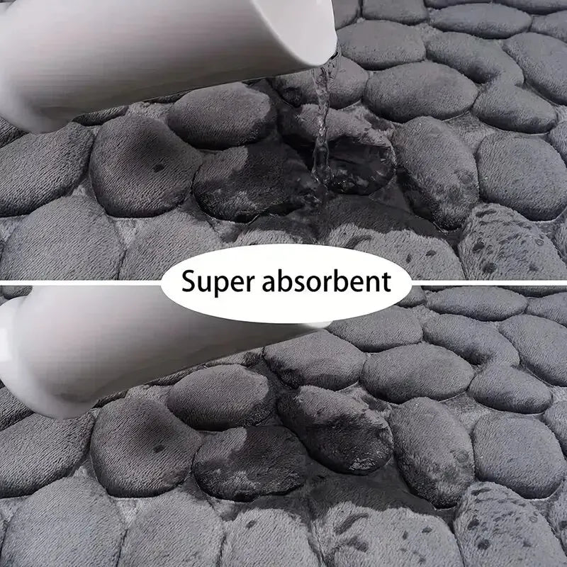 Embossed Microfiber Pebble Floor Mat Anti Slip Bathroom Carpet TAVEN System LLC