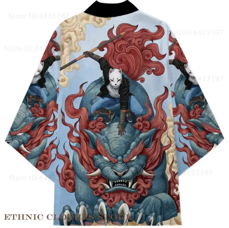 Oversize 3XL 4XL 5XL Japanese Kimono Cardigan Traditional Men's Samurai Cosplay Costume Chinese Style Print Dragon Yukata Haori TAVEN System LLC