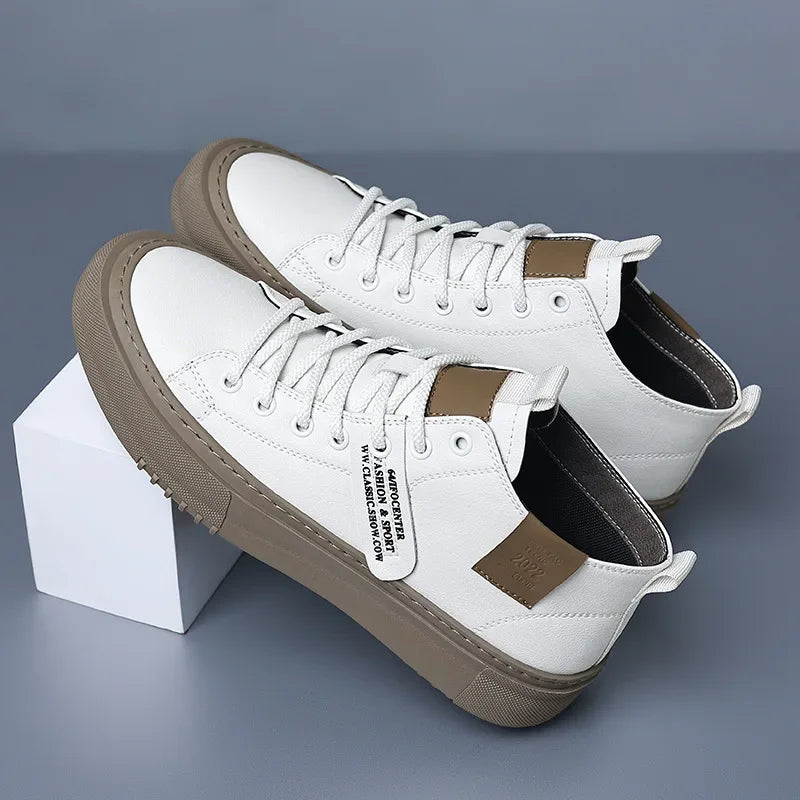 Sneakers Fashion Man Leather Men's Flat Shoes Height Increasing Shoes Lace-Up High Quality Men Sneakers for Men Luxury 2024 TAVEN System LLC
