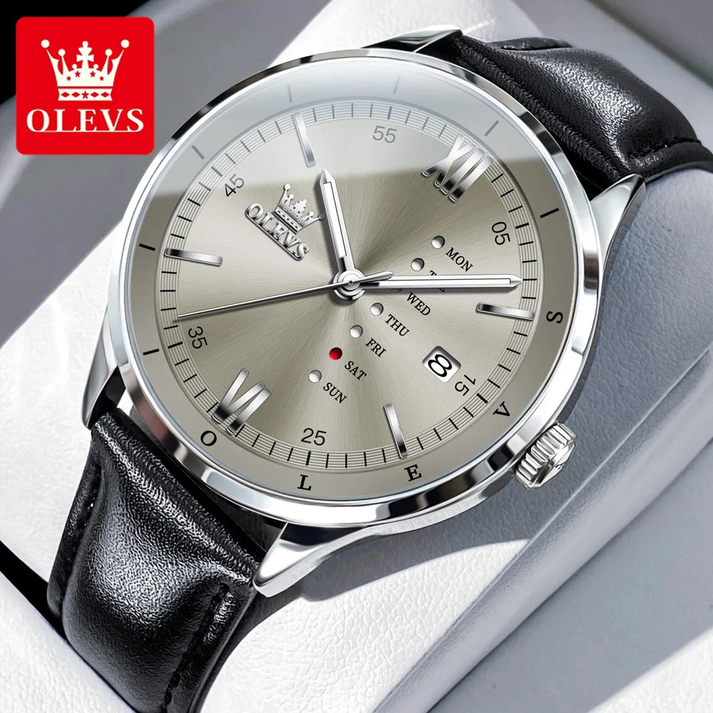 OLEVS 2931 Men Watch Fashion Simple Leather Waterproof Luminous Calendar Chronograph Luxury Brand Sports Quartz Men Watch Reloj TAVEN System LLC