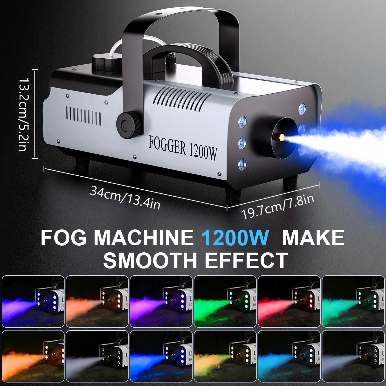 Somspot 1200W RGB LED Smoke Fog Machine Haze Generator Remote Controlled Fog Machine Stage Effect Equipment for DJ Disco Party TAVEN System LLC