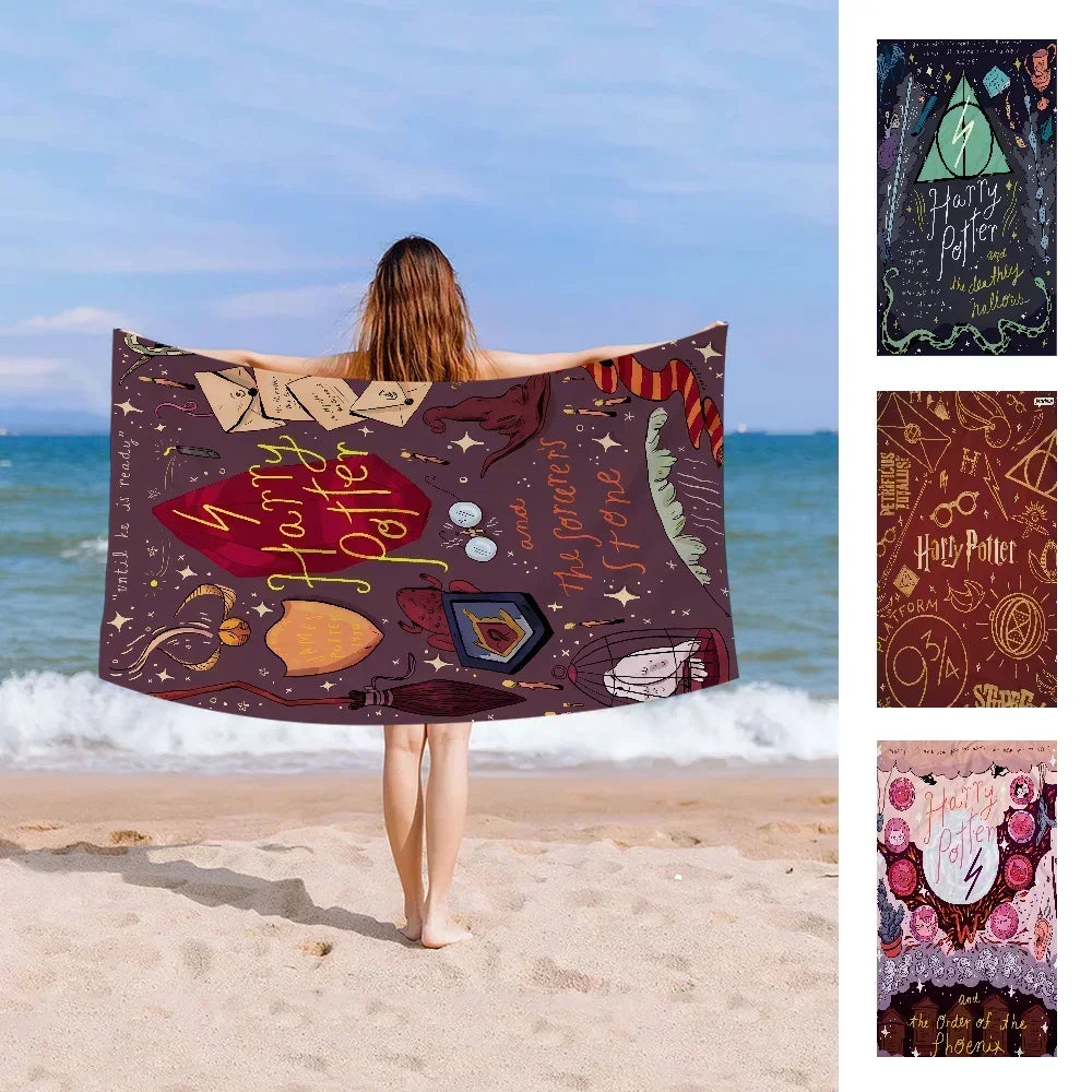 Boys-potter-Harries Logo Beach Towel Cartoon Cute Summer Large Bath Pool Beach Towel Microfiber Absorbent for Swimming Travel TAVEN System LLC