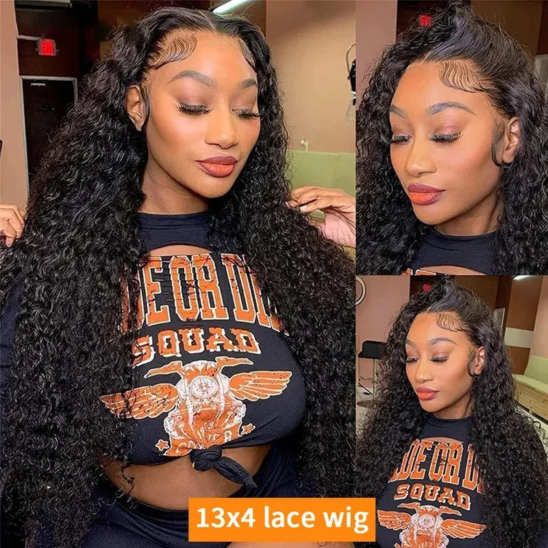 Deep wave human hair lace front wig