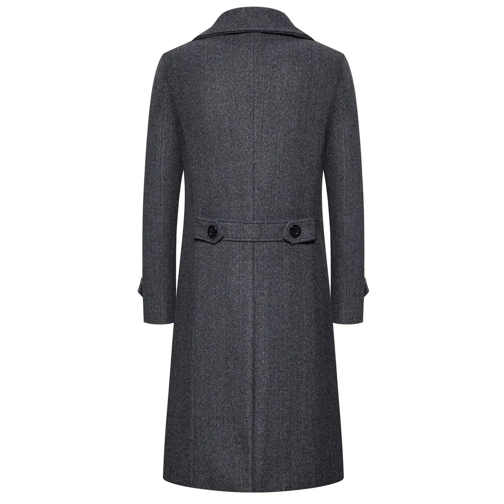 Men Double Breasted Wool Trench Coat Long Smart Casual Overcoat TAVEN System LLC