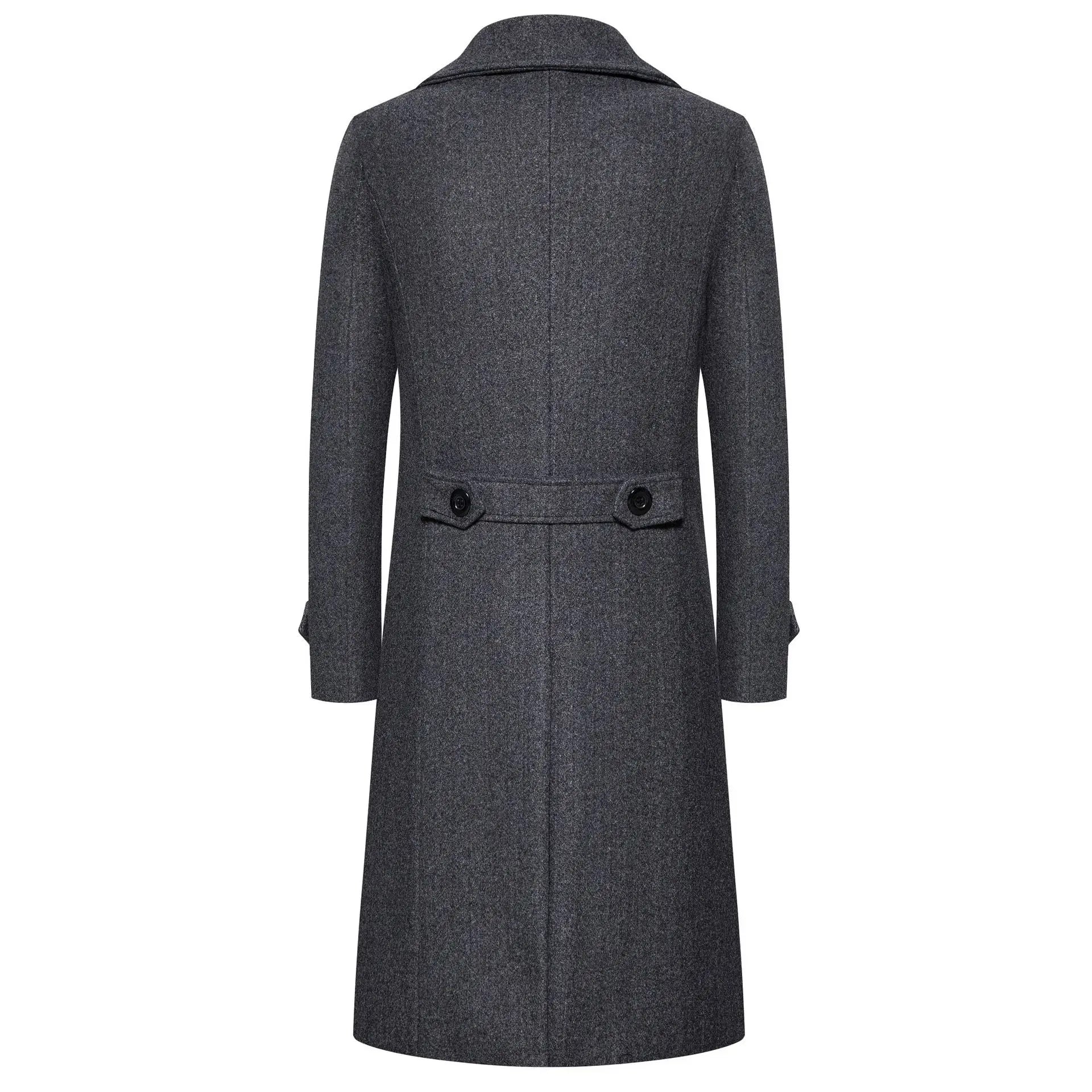 Men Double Breasted Wool Trench Coat Long Smart Casual Overcoat TAVEN System LLC