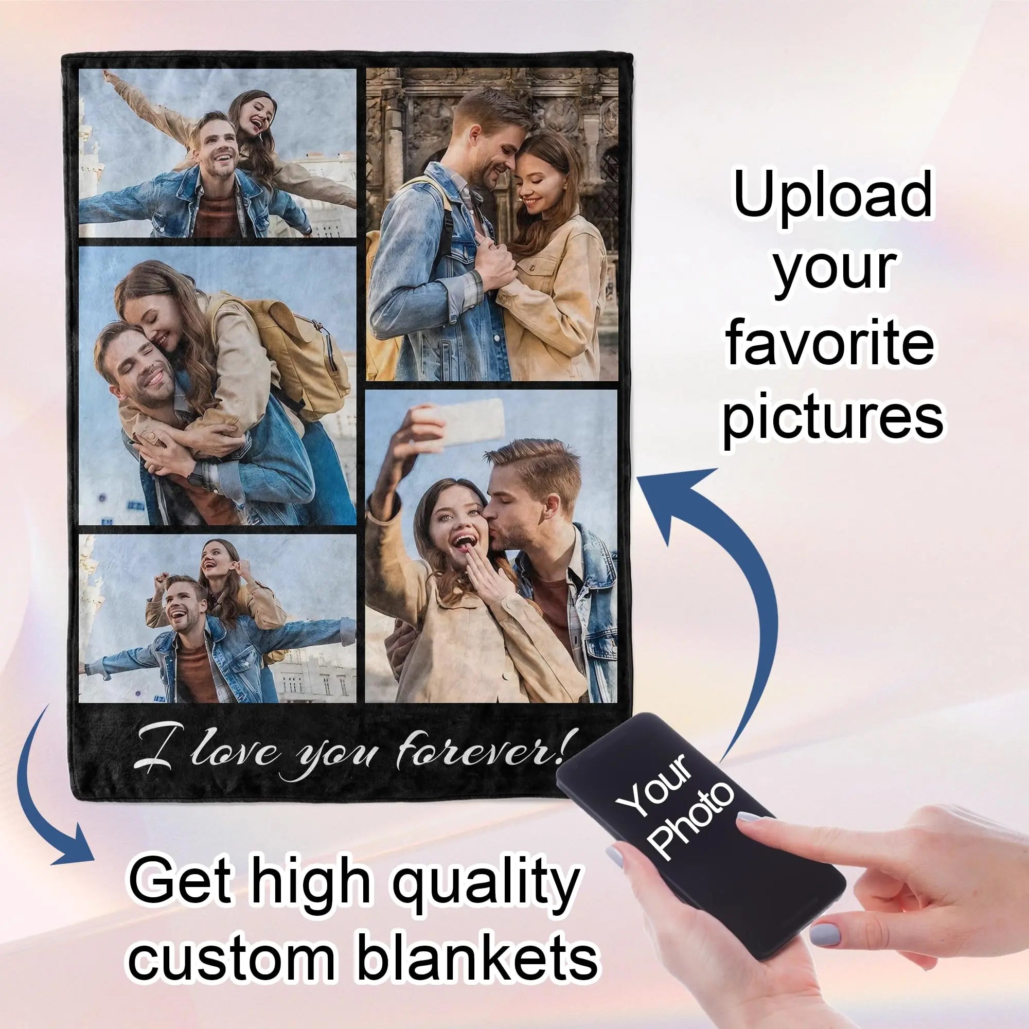 1pc Customized Blanket With Your Family Photo Warm Personalized Blankets for Lover Mom for Mothers' Day Fathers Bithday Gifts TAVEN System LLC