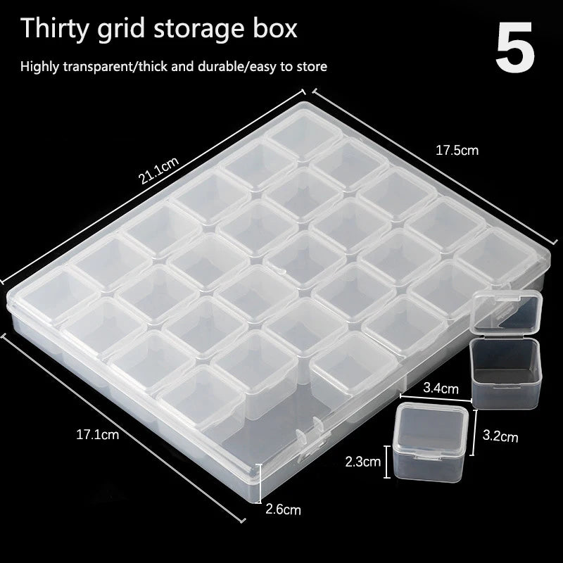 1/6/9/15/30Grids DIY Diamond Jewelry Storage Box Grids Clear Nail Art Rhinestones Tools Beads Display Storage Case Organizer Box TAVEN System LLC