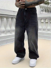 Men's Loose Wide Leg Washed Jeans Multi Pocket Denim Pants TAVEN System LLC