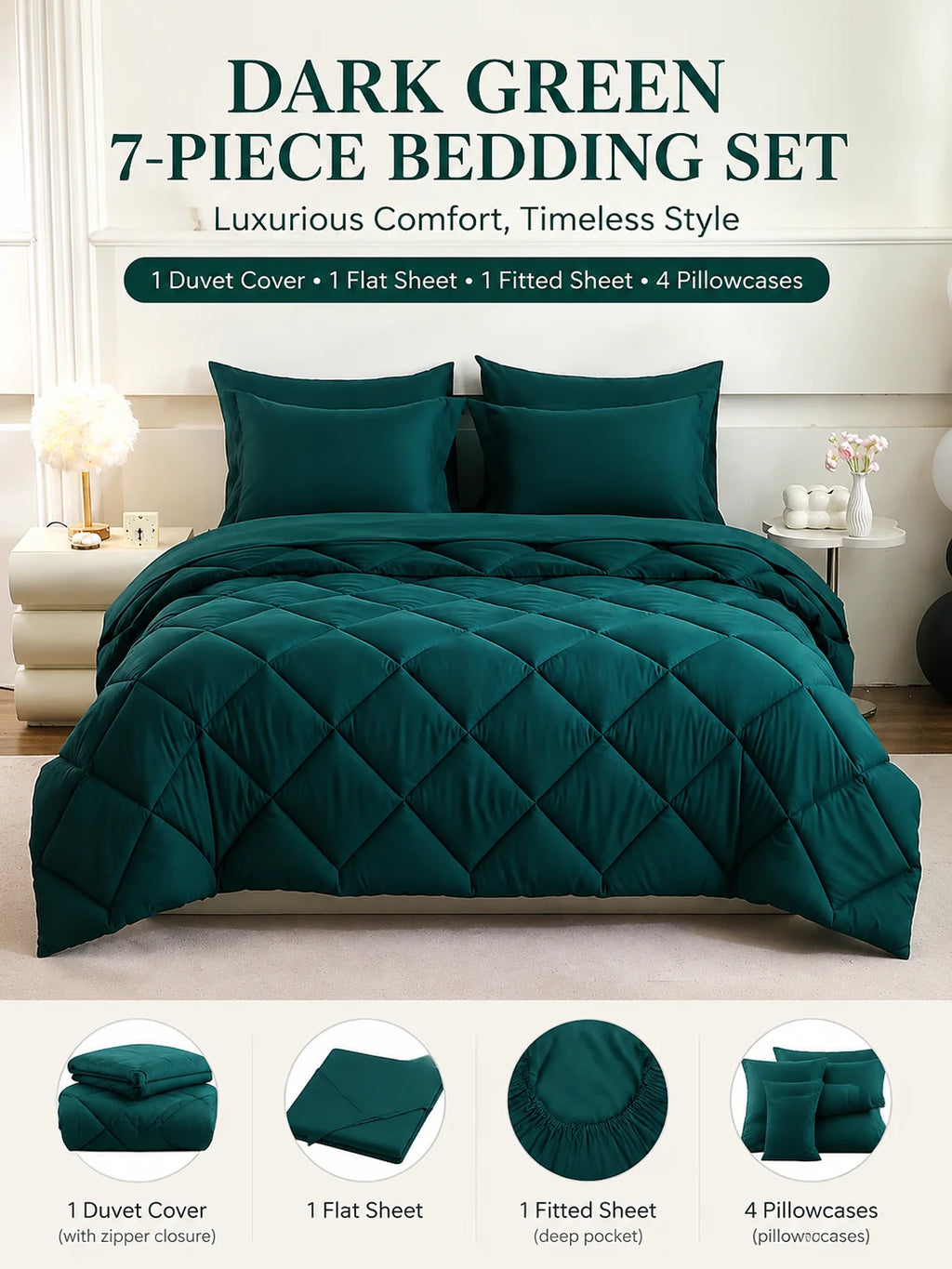 5pcs/7pcs Twin Full Queen King Bedding Sets Home Decor Comforter Flat Sheet Fitted Sheet Pillowcases Sleeping Sets TAVEN System LLC