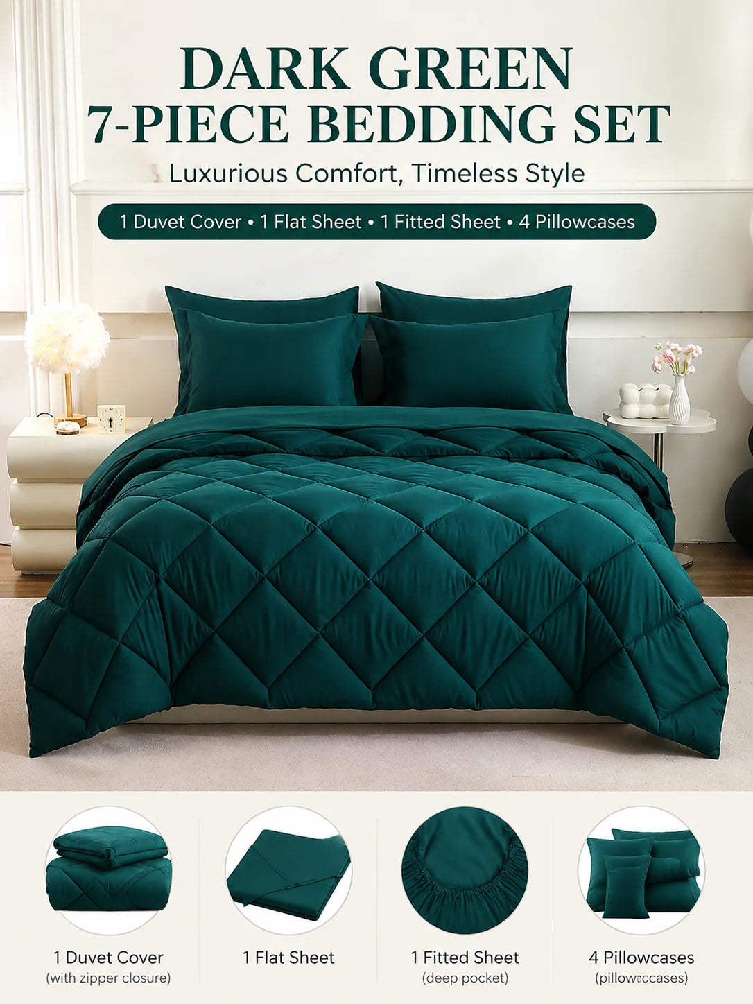 5pcs/7pcs Twin Full Queen King Bedding Sets Home Decor Comforter Flat Sheet Fitted Sheet Pillowcases Sleeping Sets TAVEN System LLC