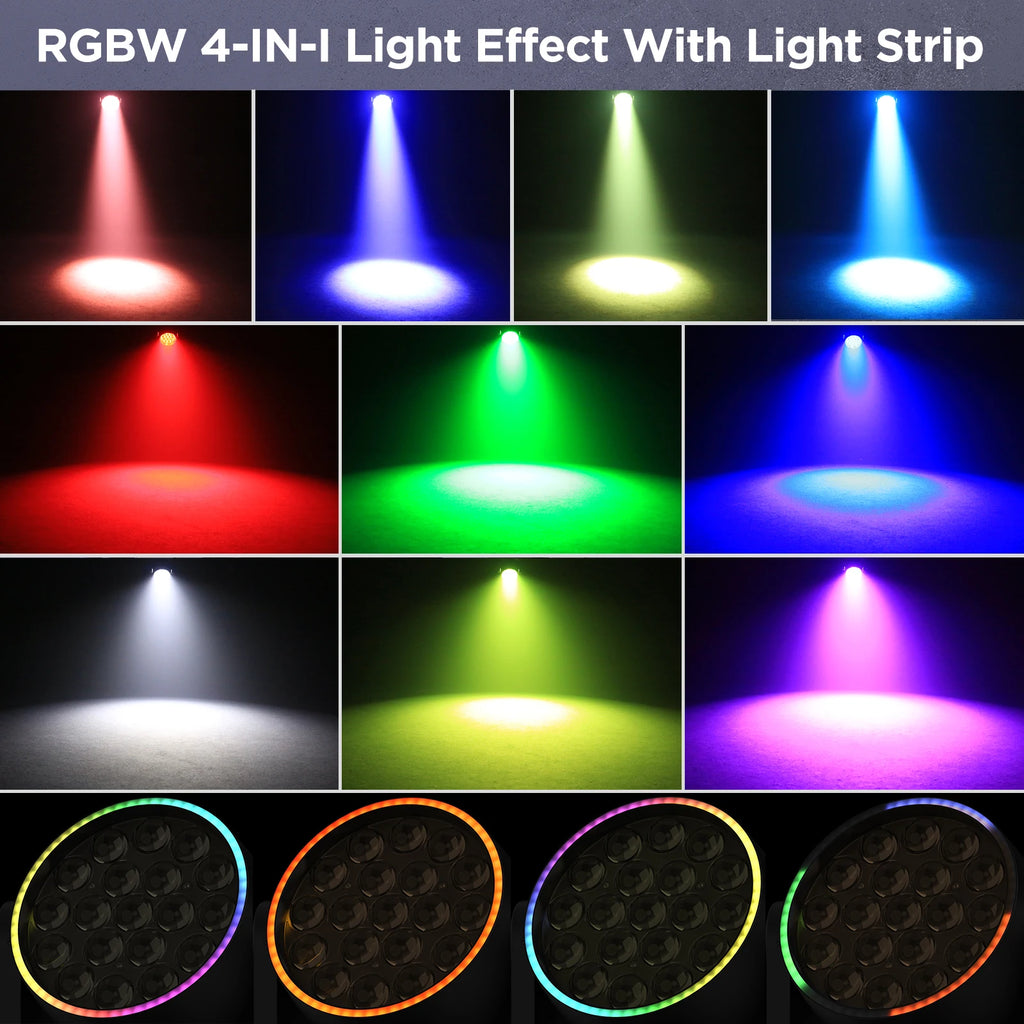 Yiflamefly 2Pcs 220W Zoom Wash Moving Head Light With Light Strip 19X8W LED RGBW Stage Light For Disco Bar KTV Wedding Party TAVEN System LLC