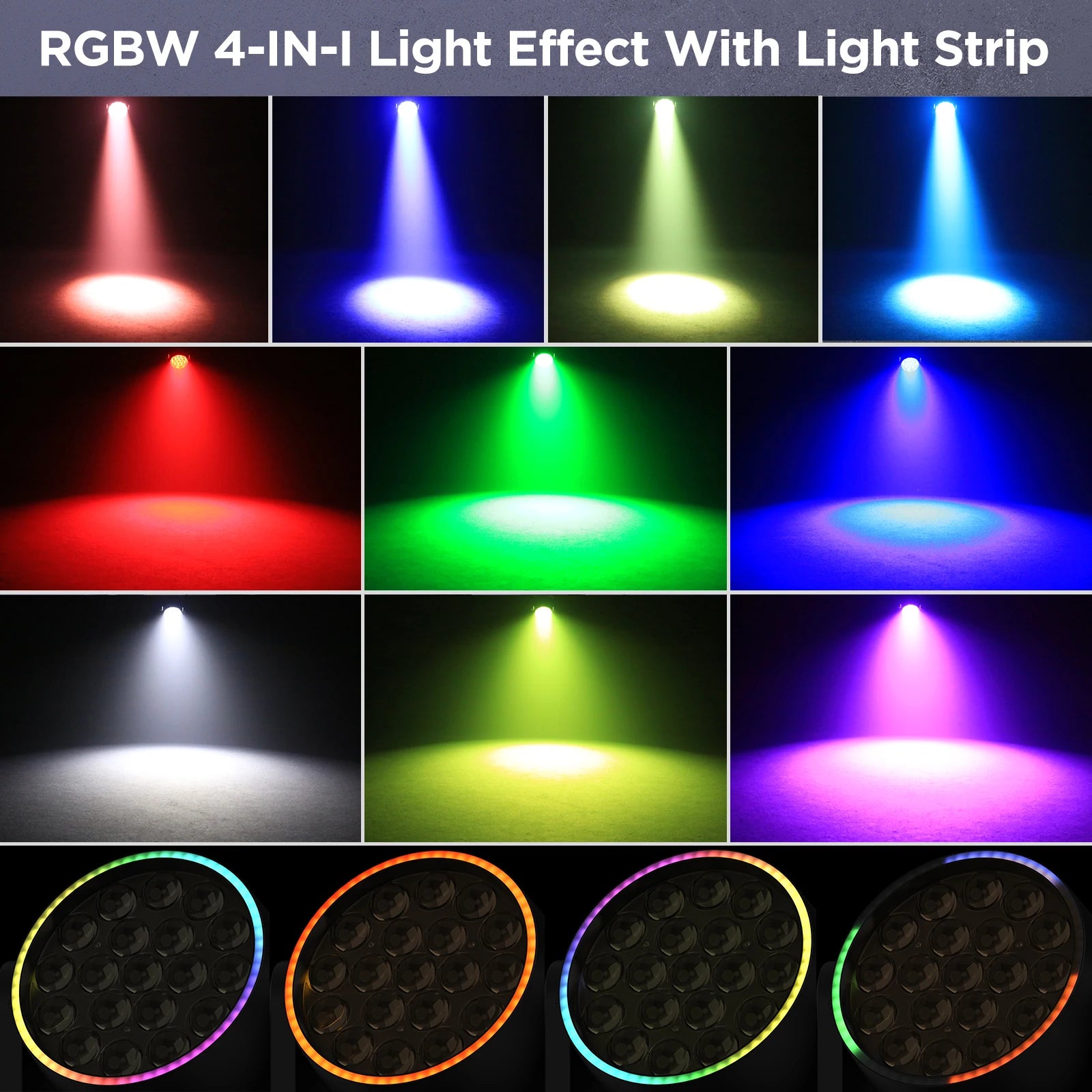 Yiflamefly 2Pcs 220W Zoom Wash Moving Head Light With Light Strip 19X8W LED RGBW Stage Light For Disco Bar KTV Wedding Party TAVEN System LLC