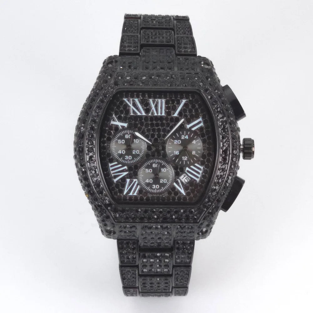 Top Brand Luxury Diamond Watch Men High Quality Stainless Steel Quartz Wristwatch Hip Hop Ice Out Waterproof Chronograph Watches - TAVEN System LLC