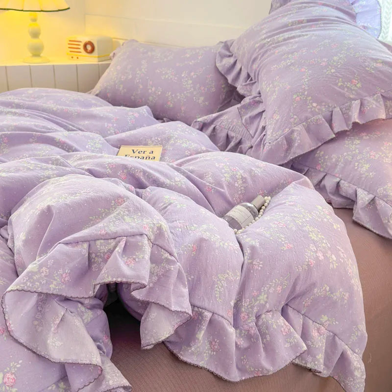 Bonenjoy Lace Duvet Cover Printed Home Quilts Cover Ruffles Comforter Covers Adults Kids Room Bedding (Pillowcase Need Order) TAVEN System LLC