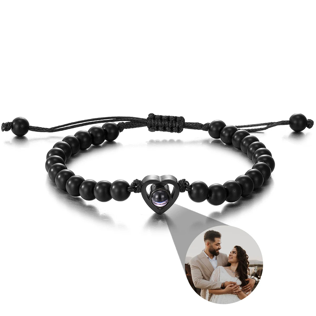 Custom Natural Stone Bracelet Personalized Photo Projection Bracelet Custom Stainless Steel Projection Bracelets Memory Jewelry TAVEN System LLC