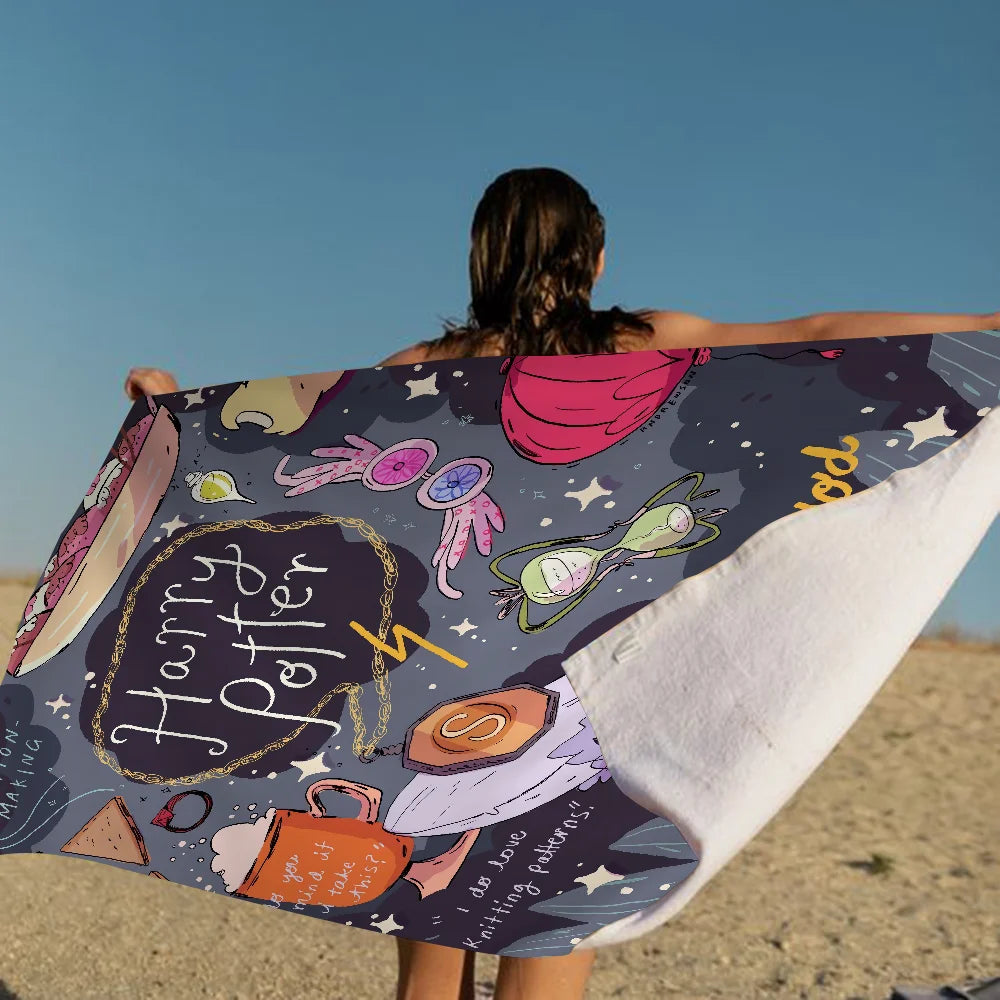 Boys-potter-Harries Logo Beach Towel Cartoon Cute Summer Large Bath Pool Beach Towel Microfiber Absorbent for Swimming Travel TAVEN System LLC