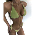 Color: MULTI, Size: L - New Fashion Sexy Bikini Solid Swimsuit Women Swimwear Push Up Set Brazilian Bathing Suit Summer Beach Wear Swimming NoEnName_Null