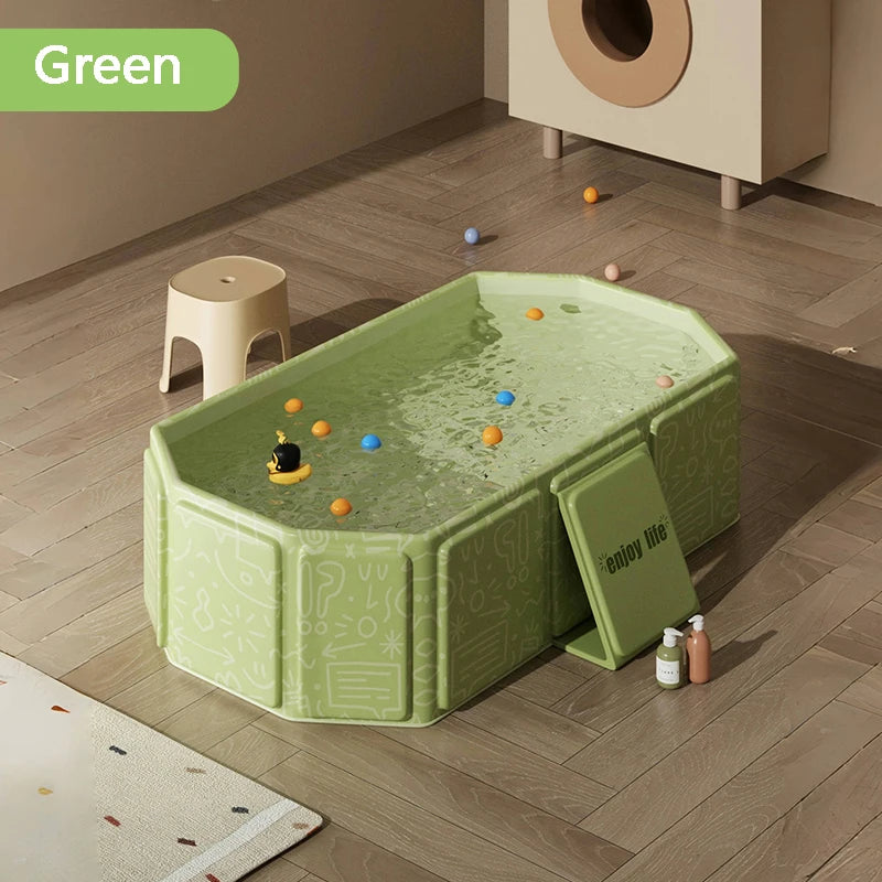 1PC green and white children's portable thick folding bathtub, suitable for travel TAVEN System LLC