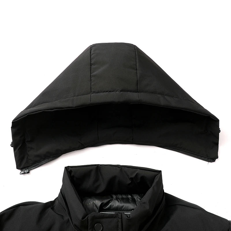 Men Windbreaker Parka Jacket Warm Hoodless Winter Overcoat Streetwear
