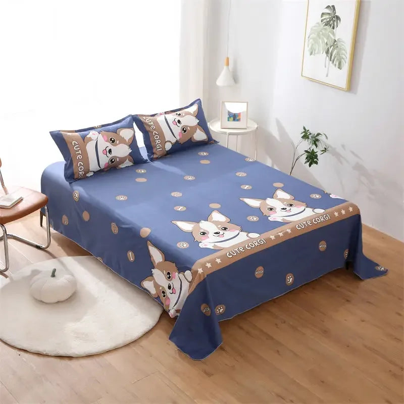 Queen Size Bed Sheet Single Soft Brushed Cotton Bedding Rustic Design All Seasons Breathable 1.6m Double Bed Sheet TAVEN System LLC
