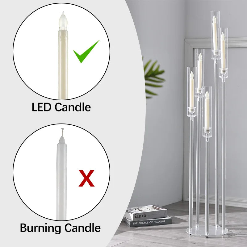 Clear Acrylic Floor Candelabra 5 Arm Tall Candlestick Holder for Wedding Table Centerpiece Ceremony Party Home Decoration 10PCS TAVEN System LLC