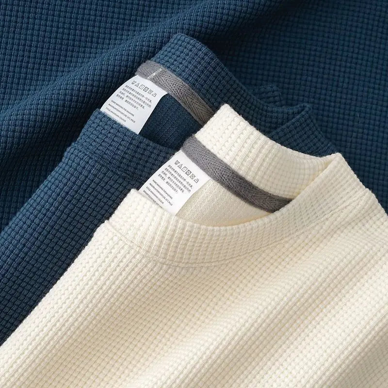 Men's New Summer Waffle Round Neck Short Sleeve T-Shirt Comfortable Breathable Short-Sleeved Top for Casual Wear TAVEN System LLC