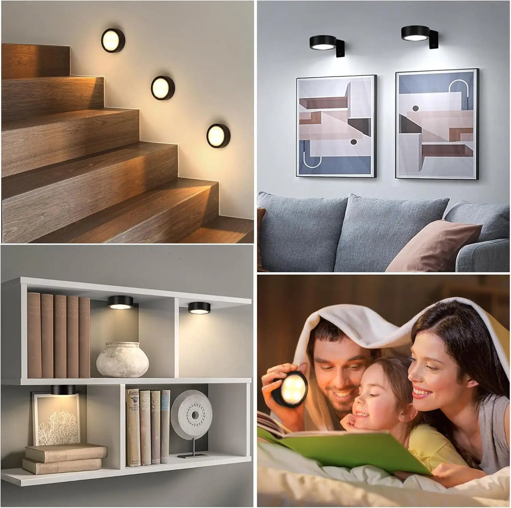 9-Pack Black Picture Lights for Wall, Battery Operated with Remote and Timer, 3 Color Temperatures & Dimmable, Art Display Light for Picture Frame Artworking Portrait，Wireless Wall Decor Puck Lights TAVEN System LLC