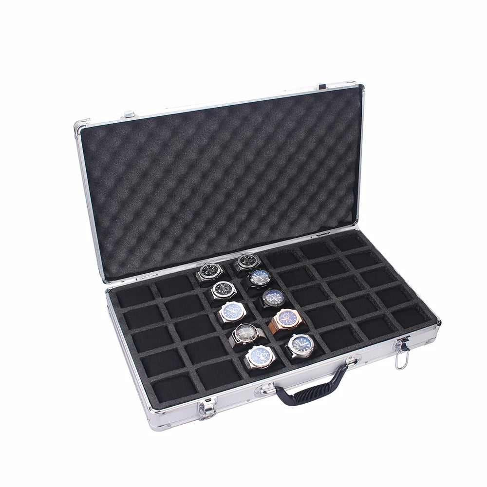 35 Slots High-Quality Watch Storage Box Aluminum Suitcase Case Jewelry Collection Box Portable Large Capacity Watch Box Gift Box TAVEN System LLC