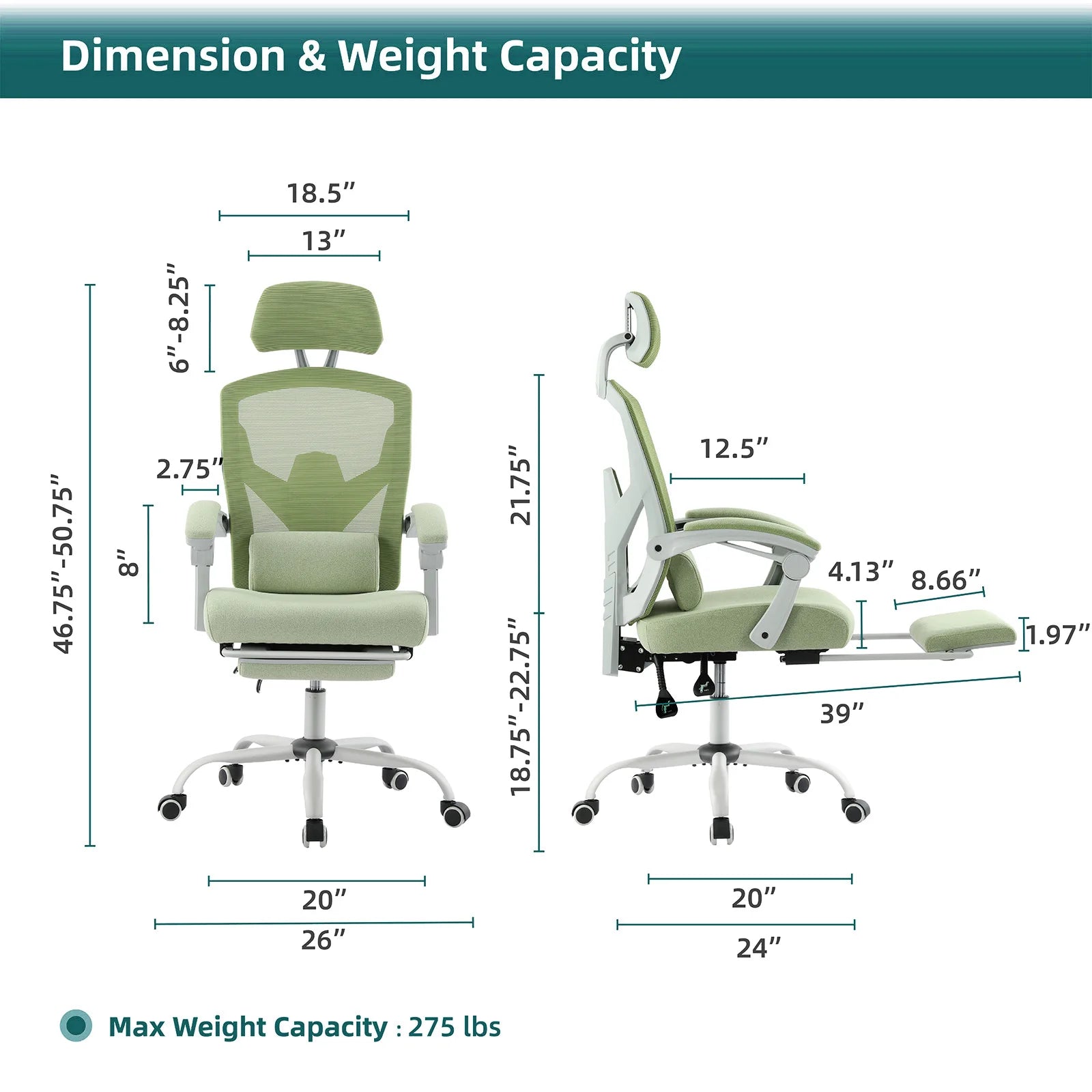 JHK Ergonomic Reclining Mesh Office Chair with Footrest & Headrest TAVEN System LLC