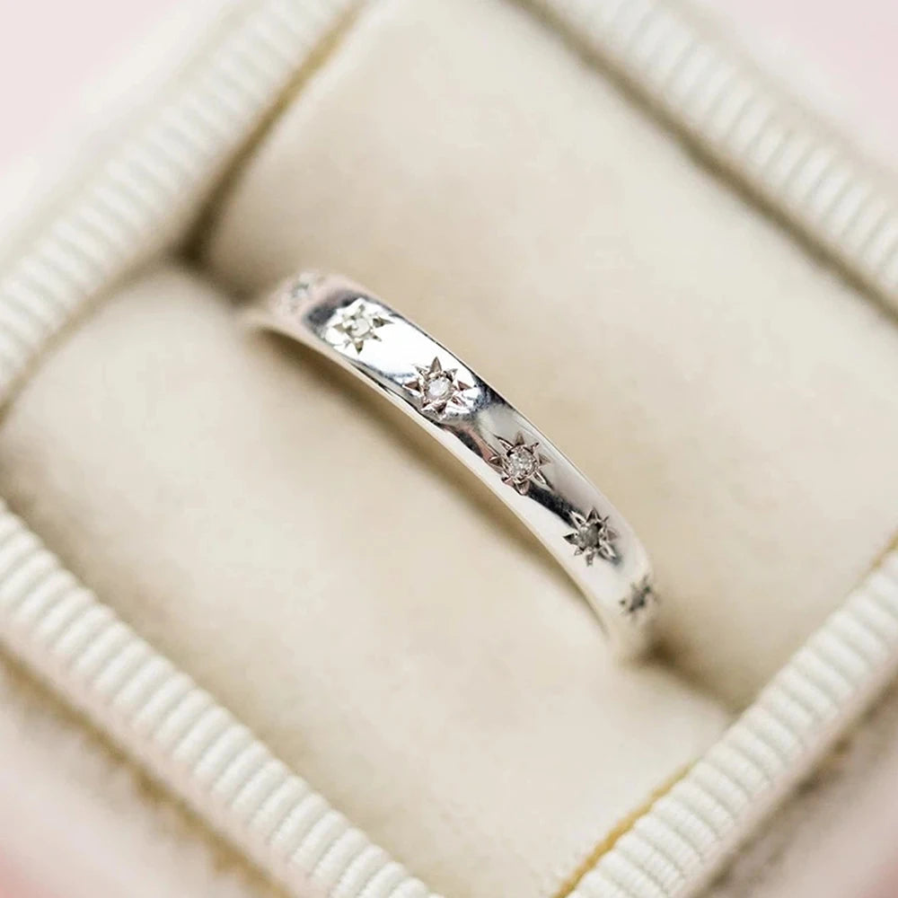 Huitan Korean Style Simple Metal Rings for Women Inlaid Shiny CZ Stone Daily Wearable Accessories Versatile Lady Finger Jewelry TAVEN System LLC