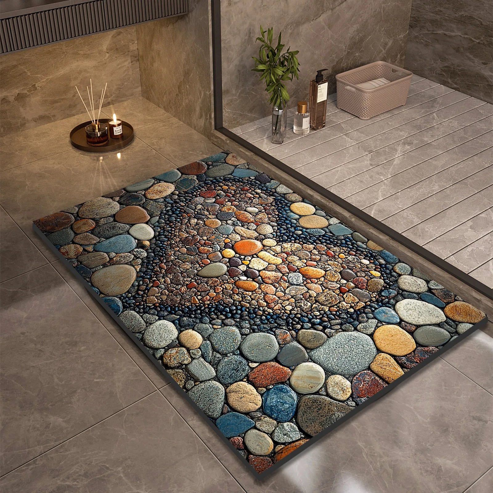 Stone Design Diatomite Bath Mat Bathroom Non-slip Shower Foot Mats Absorbent Quick Dry Toilet Rugs Carpet Doormat Washable TAVEN System LLC
