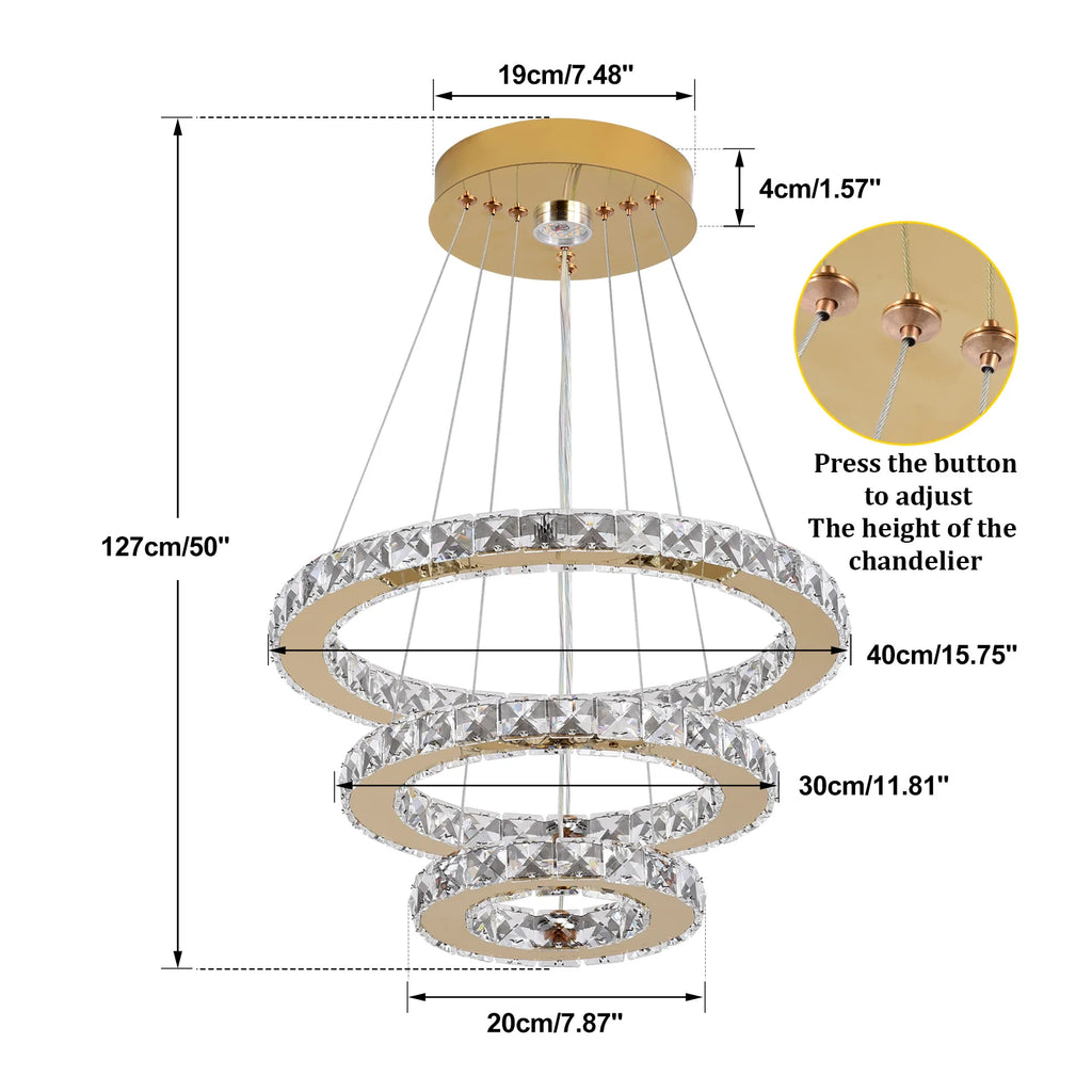 Crystal Pendant Light Living Room Remote Control Gold Chrome Lustre Ceiling Chandeilers Lamp for Bedroom Home Decoration Luminai TAVEN System LLC