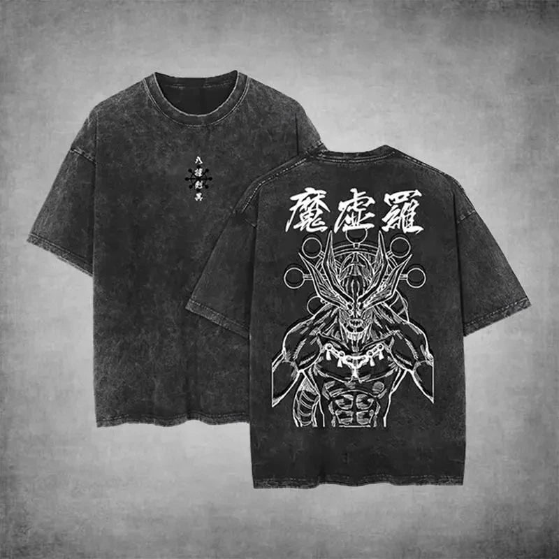 Anime Jujutsu Kaisen Sukuna Graphic Tee Men Vintage Washed T-Shirt TAVEN System LLC