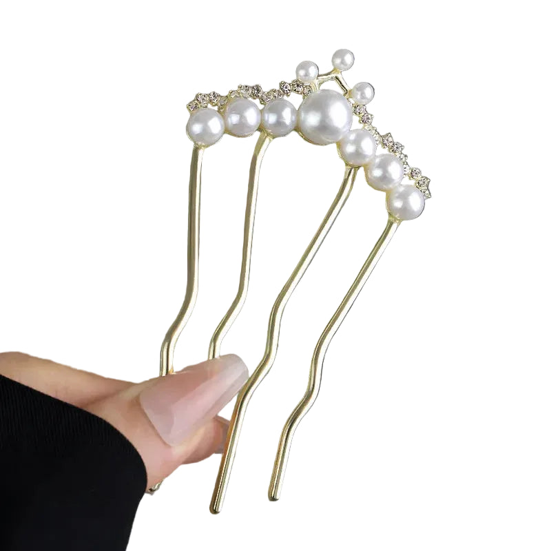 Fashion Zircon Pearl U-Shaped Hair Sticks New Chinese Style Hair Stick for Women Bun Comb Hanfu Hair Clips Hair Accessories TAVEN System LLC
