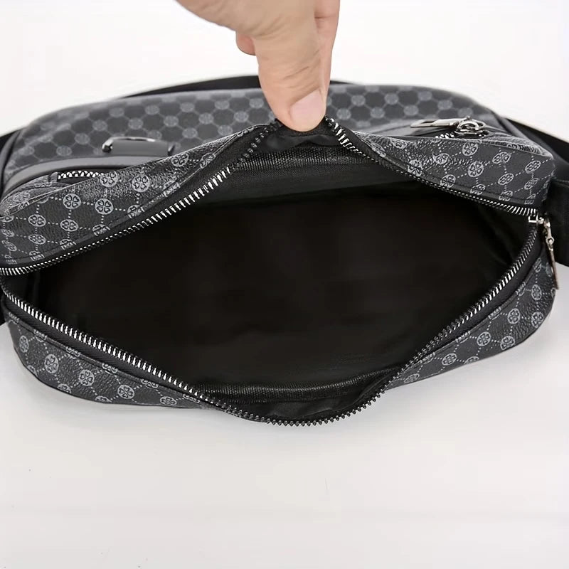 Men’s High Capacity Crossbody Sling Bag PU Shoulder Commute Bag TAVEN System LLC