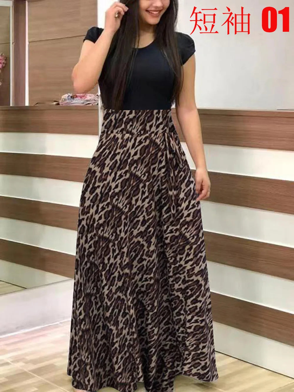 2024 European and American style flower print color matching short sleeved dress for women's large swing skirt TAVEN System LLC