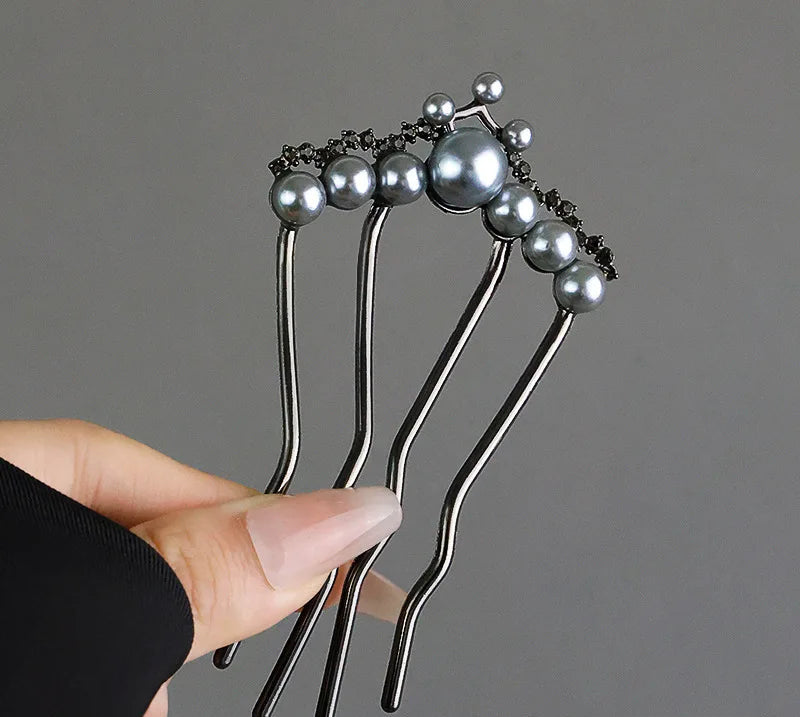 Fashion Zircon Pearl U-Shaped Hair Sticks New Chinese Style Hair Stick for Women Bun Comb Hanfu Hair Clips Hair Accessories TAVEN System LLC