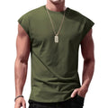 Men's Loose Short Sleeve T-Shirt round Neck Sleeveless Casual Breathable Summer Sports Basic Vest TAVEN System LLC