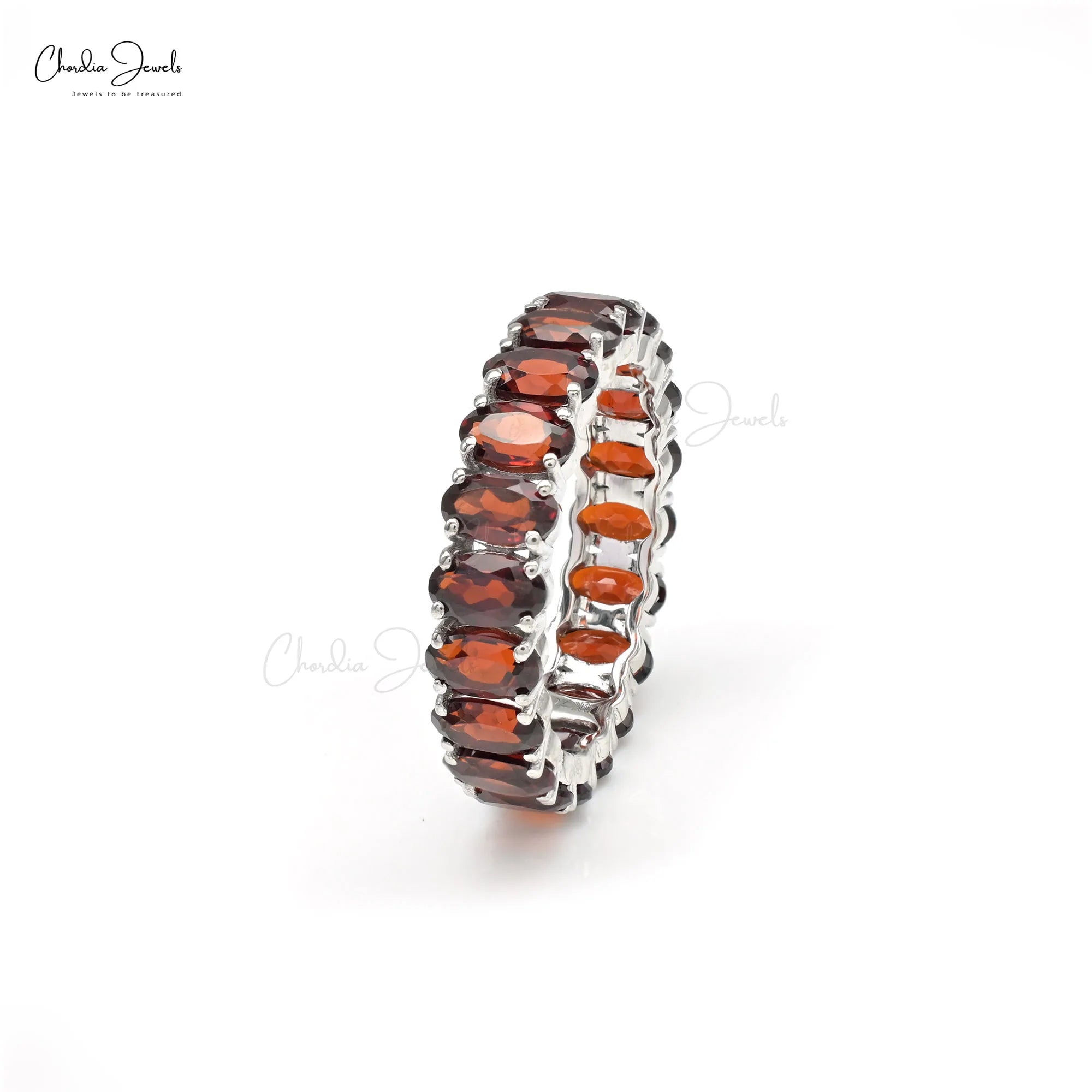 Trending Products 5x3mm Mozambique Garnet Eternity Band IGI Certified Ring 14k Fine White Gold Wedding Stacking Jewelry US-7 TAVEN System LLC