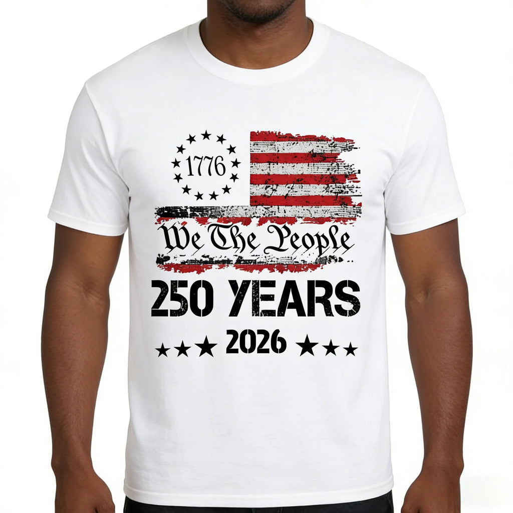 Independence Day 250th Anniversary 100% Cotton Men Women 2026 Summer Harajuku Style Men's Short Sleeve Fashion O-neck Tshirt TAVEN System LLC
