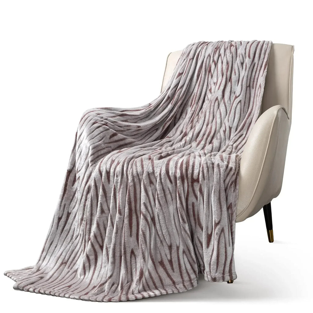 Black White Zebra Flannel Fleece Throw Blanket - Fuzzy Soft Lightweight, Warm Cozy for Couch & Bed TAVEN System LLC
