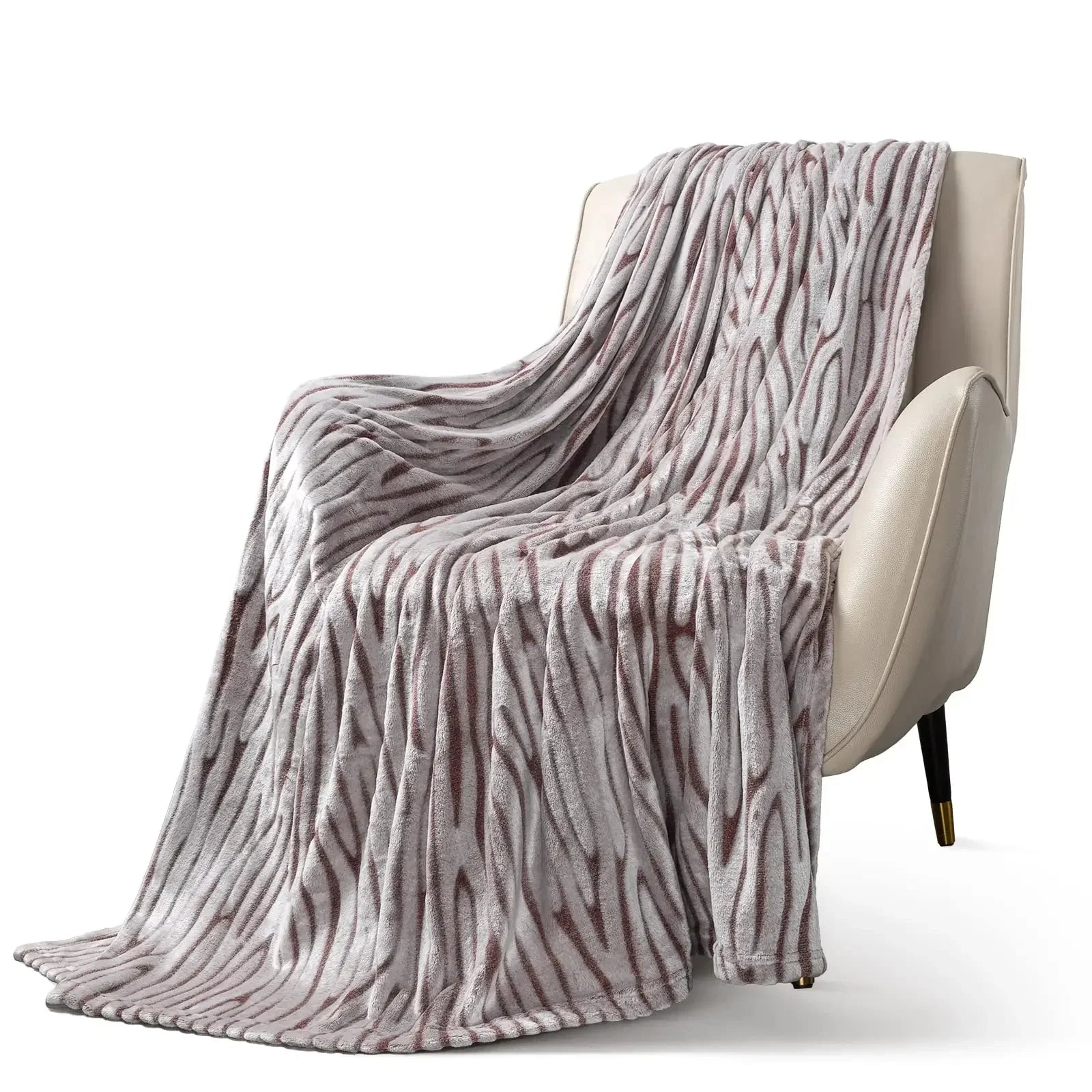 Black White Zebra Flannel Fleece Throw Blanket - Fuzzy Soft Lightweight, Warm Cozy for Couch & Bed TAVEN System LLC