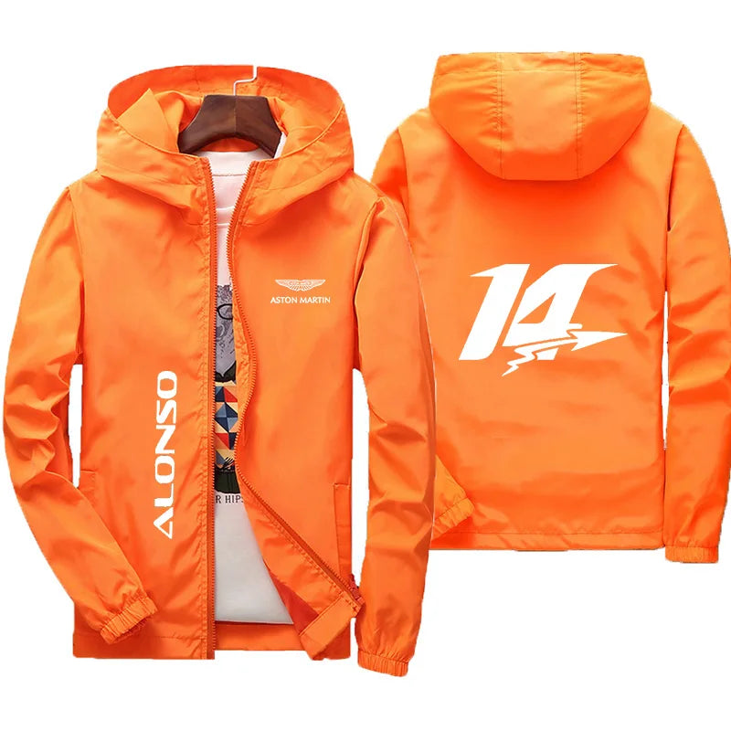 Aston Martin Racing Hooded Windbreaker Jacket Men Casual Zipper Coat
