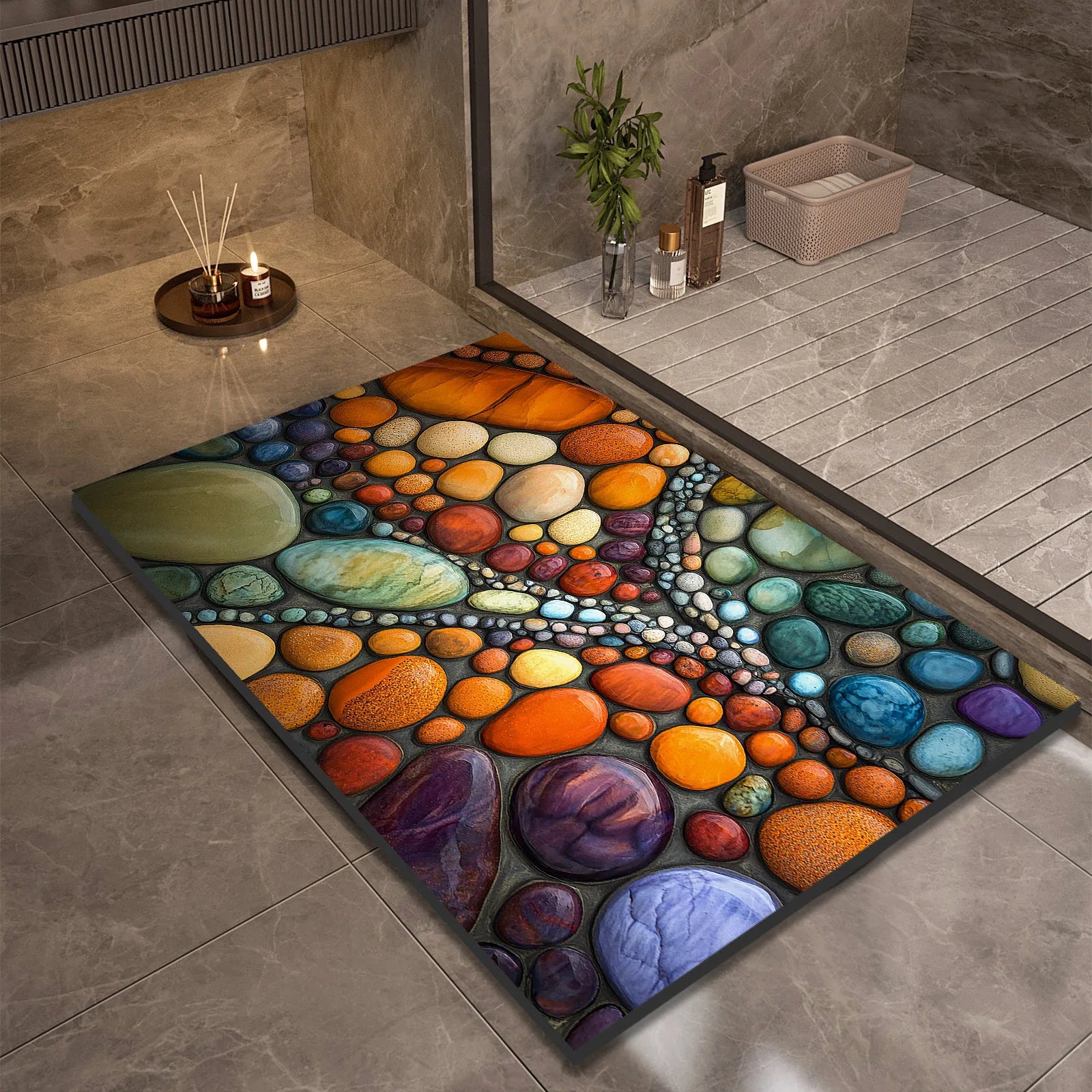 Stone Design Diatomite Bath Mat Bathroom Non-slip Shower Foot Mats Absorbent Quick Dry Toilet Rugs Carpet Doormat Washable TAVEN System LLC