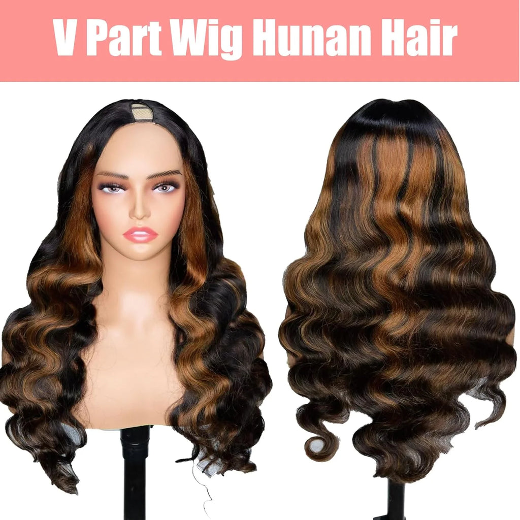 Highlight Body Wave V Part Human Hair Wig