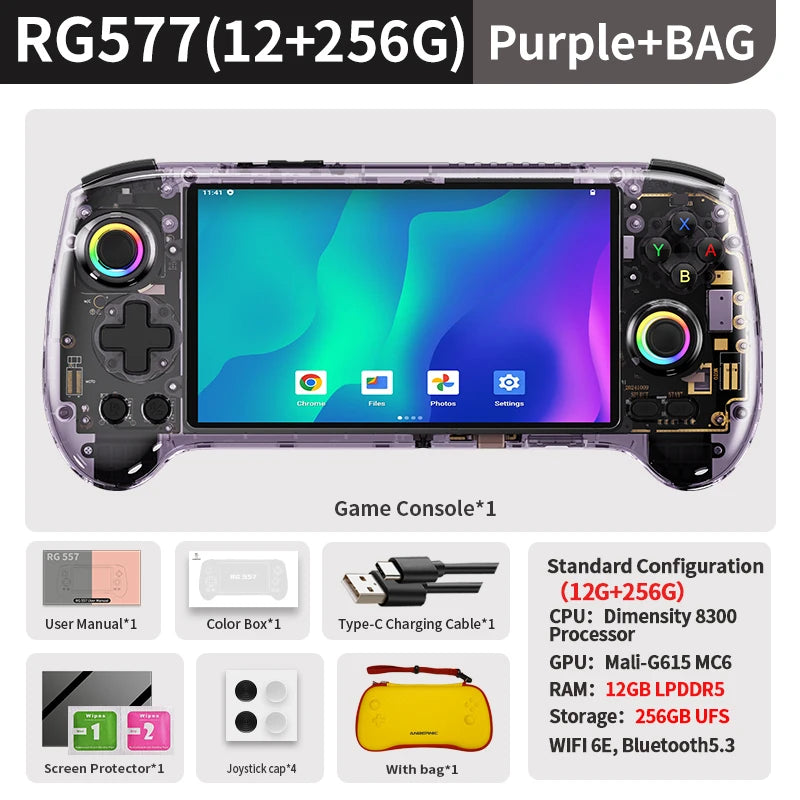 ANBERNIC RG557 Handheld Game Console 5.48" AMOLED Screen Dimensity 8300 Android Retro Video Player Supports FOTA WIFI Streaming TAVEN System LLC