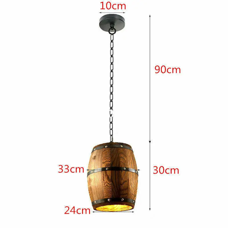 Hanging Vintage Wine Barrel Light Wooden Rustic Old West Cafe Bar Ceiling Lamp TAVEN System LLC